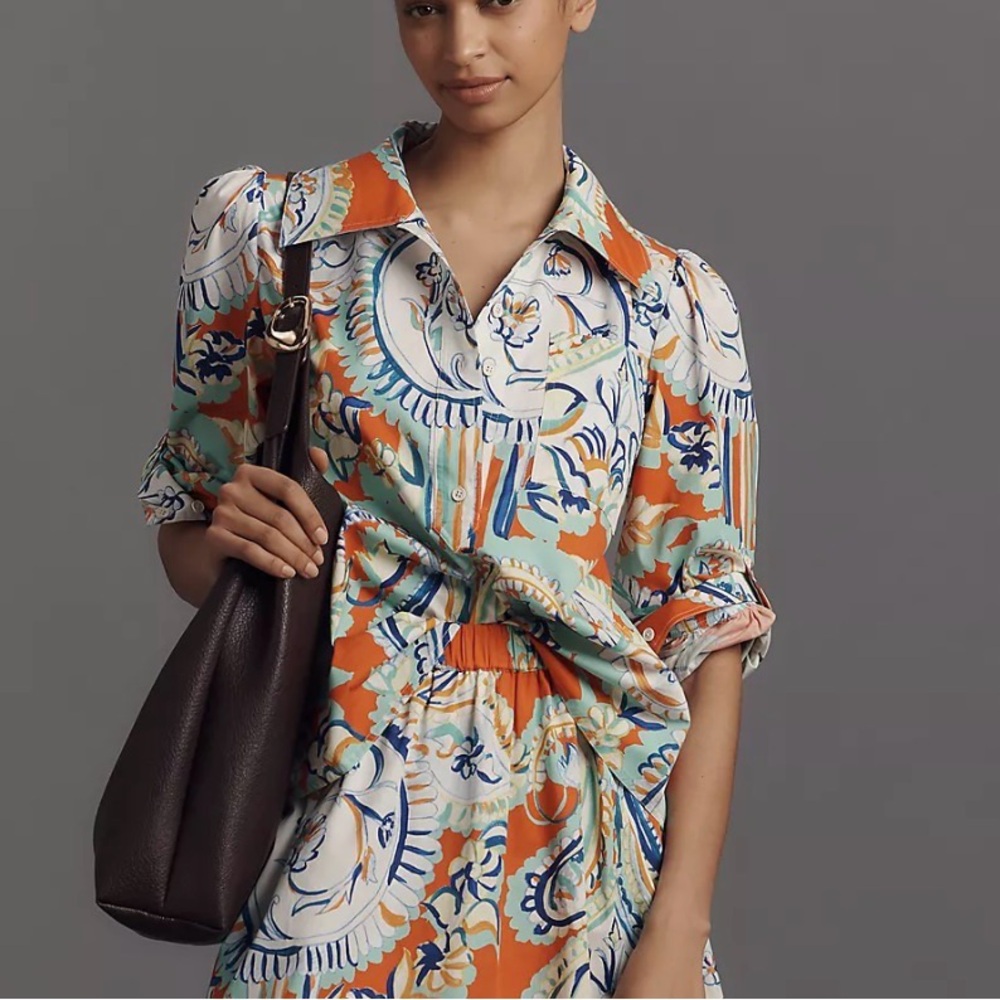 Hunter Bell Phoenix Amalfi tiles Colorful Patterned M Women's Top NWT - Picture 5 of 7